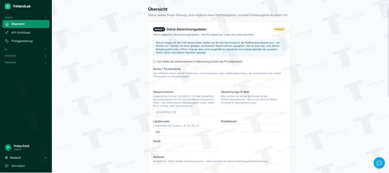 Übersicht: Rechnungsdaten und Status der Stripe-Auszahlung