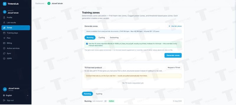 Zones: your own values and the T0 test request