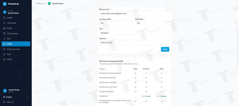 Billing: your billing details
