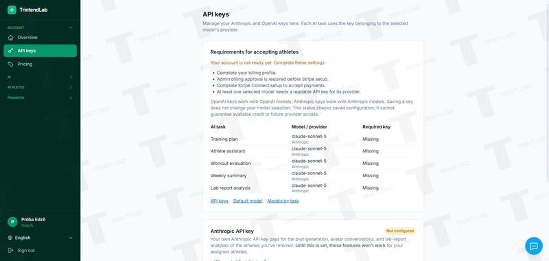 API keys: which provider's key each task needs