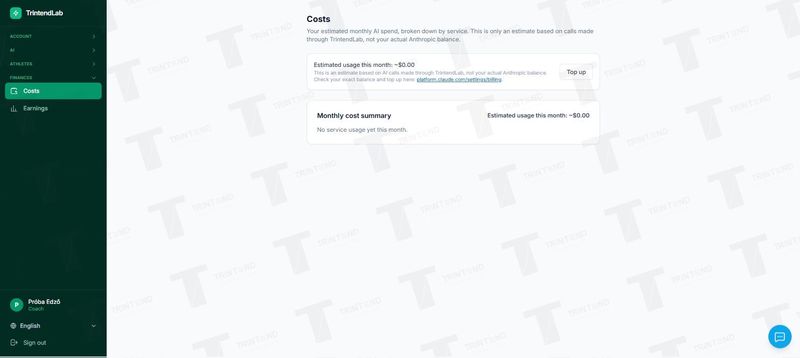 Costs: estimated monthly AI spend
