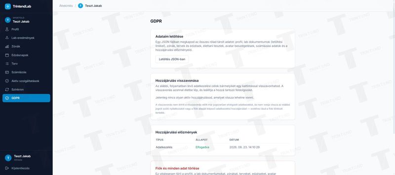 GDPR: letöltés, visszavonás, törlés