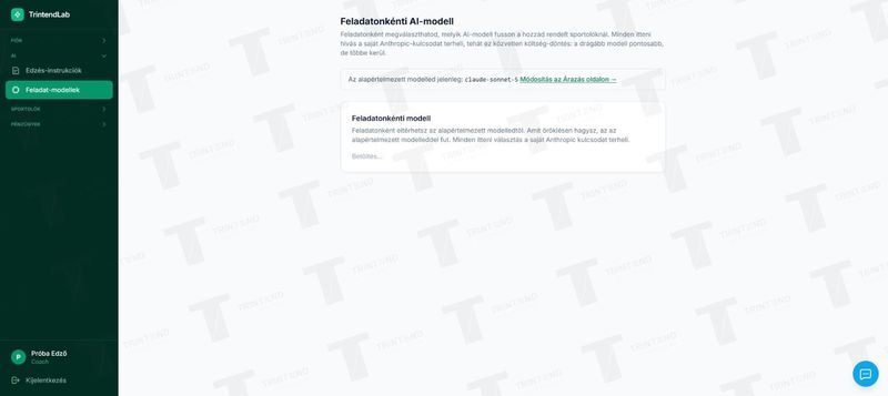 AI → Feladat-modellek: öt feladat, külön modellel